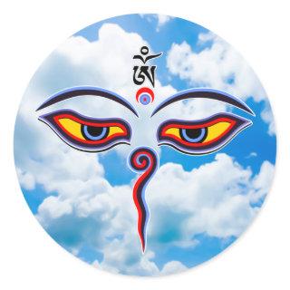 Wisdom Eyes Of Buddha - Bodhnath temple eyes Classic Round Sticker