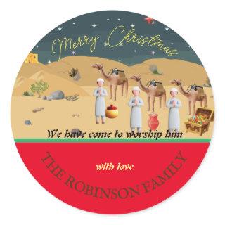 Wise Men with gifts Nativity Story  Classic Round Sticker