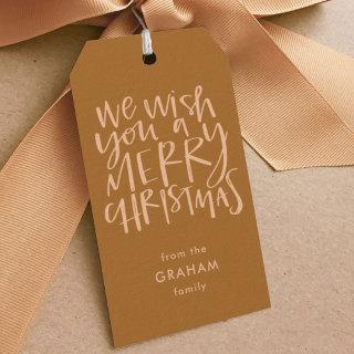 "Wish You a Merry Christmas" Golden Gift Tags