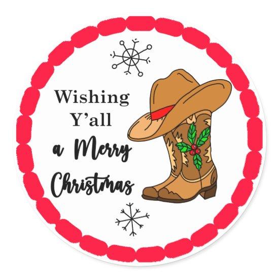 Wishing Ya' all a Merry Christmas Classic Round St Classic Round Sticker