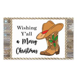Wishing Y'all a Merry Christmas Rectangular Rectangular Sticker