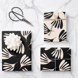 Wispy Leaves Chic Contemporary Black Cream Pattern  Sheets