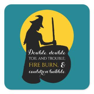 Witch and Moon Magic Spell Square Sticker