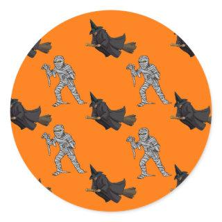Witch and Mummy Pattern Halloween Sticker
