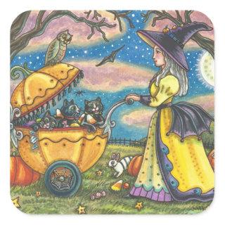 WITCH, BLACK CAT BABY BUGGY STICKERS SHEET Square