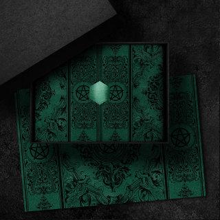 Witchery Flourish | Emerald Green Fantasy Pentacle Tissue Paper