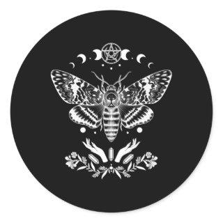 Witchy Aesthetic Mystic Death Hawk Moth Wiccan Moo Classic Round Sticker