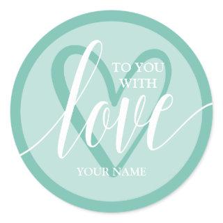 With Love Aqua Classic Round Sticker