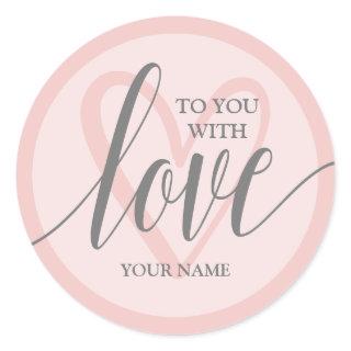 With Love Blush Pink Classic Round Sticker