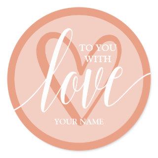 With Love Coral Classic Round Sticker