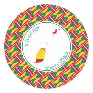 With Love From GRENADA CARRIACOU Flag Map Classic Round Sticker