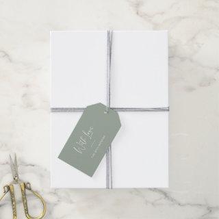 With Love Minimal Script Personalized Dusty Sage Gift Tags