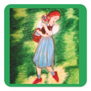 WIZARD OF OZ  DOROTHY AND HER SHOES SQUARE STICKER