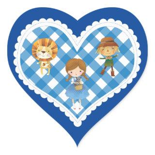 Wizard of Oz on Blue and White Gingham  Heart Sticker