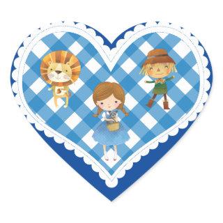 Wizard of Oz on Blue and White Gingham  Heart Sticker