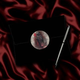 Wizardry | Shadowy Dark Witch Glowing Red Eyes Classic Round Sticker