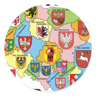 Wojewodztwa Polski_mapa Classic Round Sticker