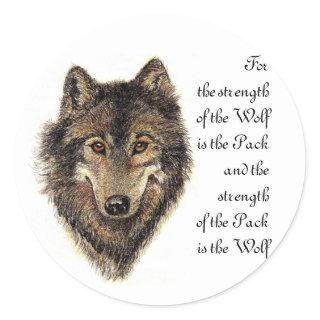 Wolf and Pack Quote - Animal Collection Classic Round Sticker