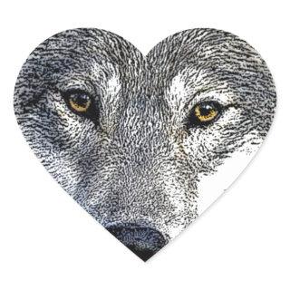 Wolf Eyes Artwork Heart Sticker