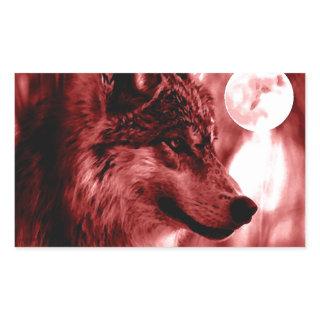 Wolf Eyes & Moon Rectangular Sticker