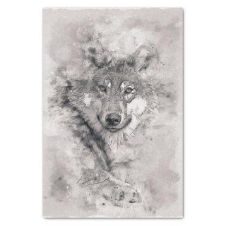 Wolf Grey Hunter Watercolor Tissue Paper