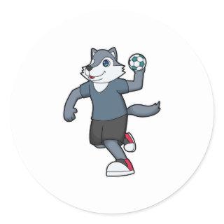 Wolf Handball player Handball Classic Round Sticker