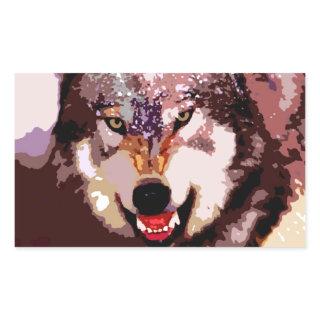 Wolf in Snow Rectangular Sticker