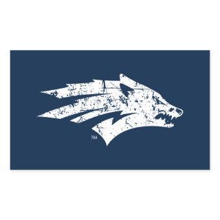 Wolf Logo Distressed Rectangular Sticker