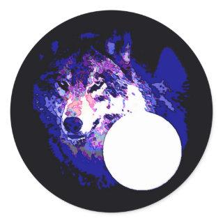 Wolf & Moon Classic Round Sticker