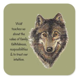 Wolf totem Inspirational Spirit Guide Animal Square Sticker