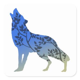 Wolf Tree Square Sticker