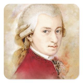 Wolfgang Amadeus Mozart im Aquarell Stil Square Sticker