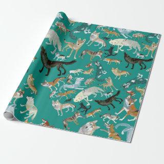 Wolves of the World Green Pattern
