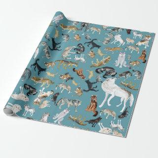 Wolves of the World Turquoise pattern