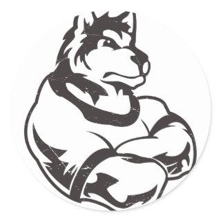 Wolves or Wolf Mascot Classic Round Sticker