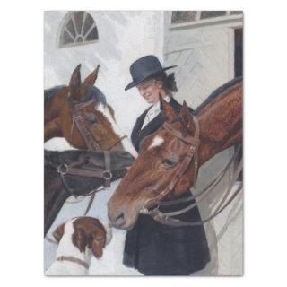 Woman Horse Vintage Painting Tissue Paper