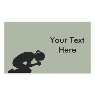 Woman Kneeling in Prayer. Pray Without Ceasing Rectangular Sticker