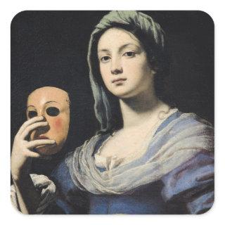 Woman with a Mask 2 Square Sticker