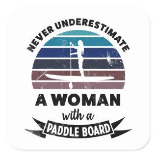 Woman with a Paddle Board Funny Gift Mom Square Sticker