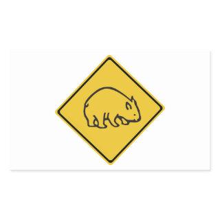 Wombats Crossing, Traffic Warning Sign, Australia Rectangular Sticker