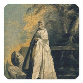 Women Draped in White Square Sticker