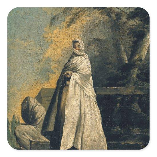 Women Draped in White Square Sticker