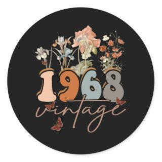 Womens 55 Years Old Vintage 1968 55th Birthday Tee Classic Round Sticker