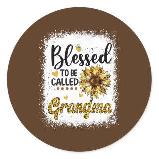 Womens Blessed To Be Called Grandma Sunflower Classic Round Sticker