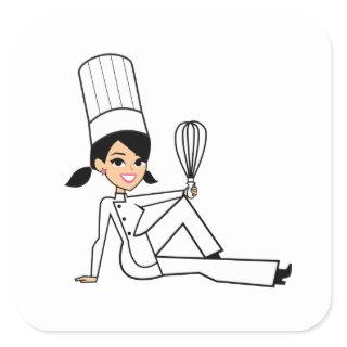 Women's Chef Sticker with Cute Illustration