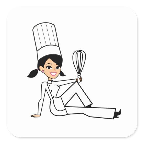 Women's Chef Sticker with Cute Illustration