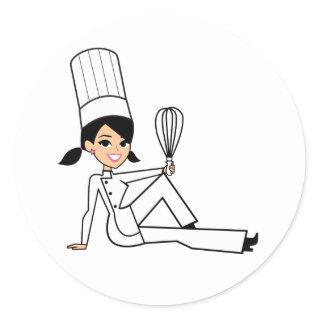 Women's Chef Sticker with Cute Illustration
