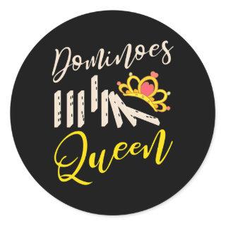 Womens Dominoes Queen Funny Game Dominoes Player  Classic Round Sticker
