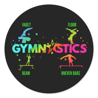 Women's Gymnastics Bars Beam Vault Floor Classic Round Sticker