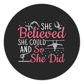 Women's Gymnastics - She Believed She Could Classic Round Sticker